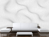 Black and White Self-Adhesive Wallpaper for Living Room and Office "Spiral Abstraction" for Futuristic Design