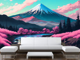 Artistic Design Vinyl Wallpaper Peel and Stick Wall Mural for Living Room, Office, Perfect for Creative Space "Mount Fuji in Anime Style" 🎨