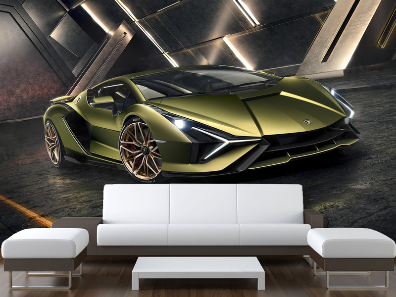 Peel and stick Wall Mural Inspired by LAMBORGHINI – Bold Wallpaper for Room, Garage or Gym