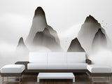 Full-Size Self-Adhesive Wallpaper – Minimalist Clouds Over Mountains Mural For Living Room Or Lounge