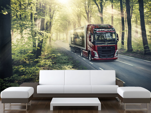 Peel and Stik Forest Road Volvo Car Wall Murals – Home Decor For Bedroom And Living Room