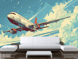 Peel and Stick Mural All Wall Eco-Friendly Materials For Living Room, Office "Airplane In The Blue Sky"