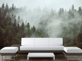 Non-Woven Nature Print Wall Mural for Office, Living Room, "Forest in Mist" Wall Art