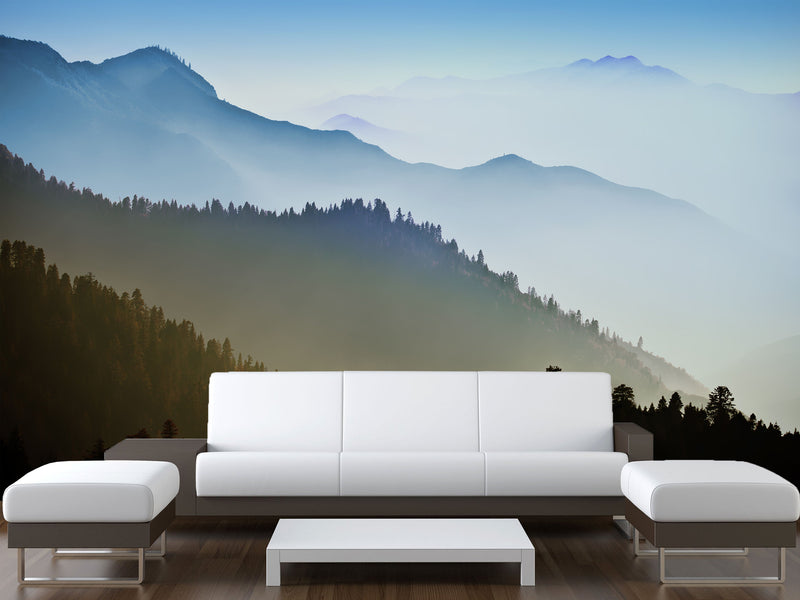 Nature-Themed Wallpapers – Full Wall Print,Peel and Stick Wall Murals for Creating Cozy Atmosphere "Mountain Silhouettes" for Living Room, Bedroom 🌄