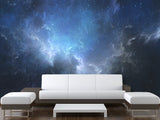 Peel and Stick Wall Mural Full-Wall Photo Wallpaper "Dark Blue Galaxy Ink Art" Art For Bedroom Or Office