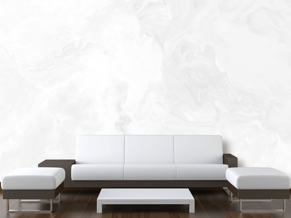 White Self-Adhesive Full-Wall Wallpaper Art – "Minimalist Abstraction in White" for Living Room or Lounge