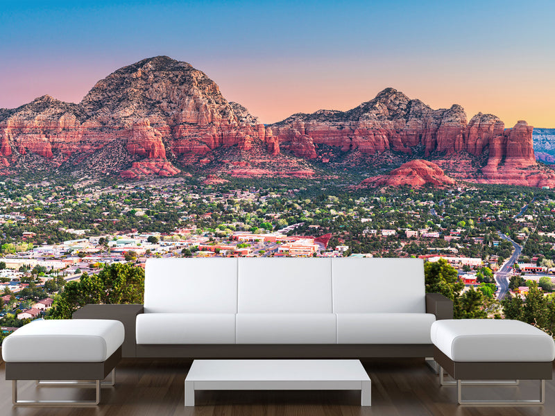 Full-Wall Peel and Stick Wallpaper with "Capitol Butte, Sedona" Design — Stylish Home Wall Mural