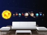 Traditional Wallpaper Mural – Solar System: From the Sun to Pluto – Full Wall Design for Office or Workspace