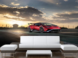 Non-Woven Mural Wallpaper For Gym Or Room – "Sports Car: Power And Nature", Decor For Bedroom