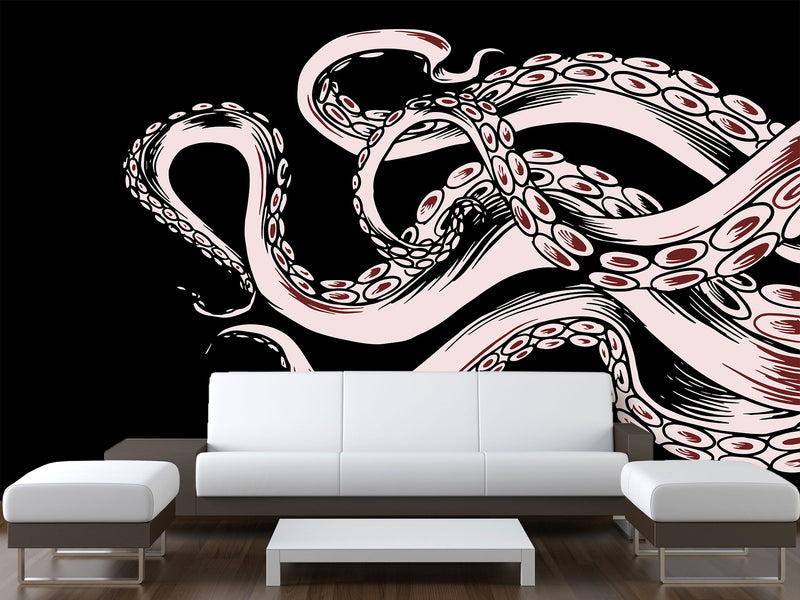 Ocean Theme Self-Adhesive Wallpaper for Gym, Office, Bedroom – "Octopus Tentacles: Breath of the Abyss"