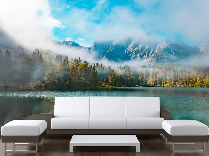 Non-Woven Mural For Lounge Area, Bedroom, Or Reception "Lake" Full Wall Design Wallpaper