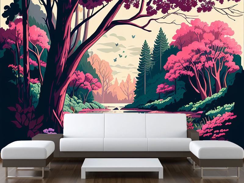 Art Print Non-Woven Wall Mural "Spring Landscape" for Living Room, Kids Room, Decor for Office, Bedroom 🌸