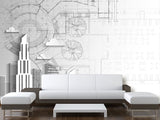 Traditional wallpaper wall art “City drawing" Wallpaper for Bedroom or Living Room