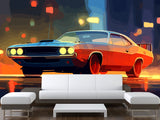 Full-Size Traditional Wallpaper Mural Car Comic Style Wallpaper – Cartoon Car Print For Living Room Or Bedroom