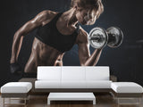 Sports Theme Self-Adhesive Wallpaper With Design For Gym, Photo Wallpaper "Sports And Training"