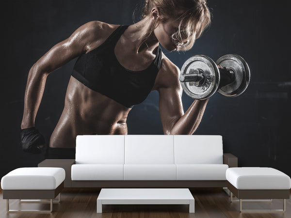 Sports Theme Self-Adhesive Wallpaper With Design For Gym, Photo Wallpaper "Sports And Training"
