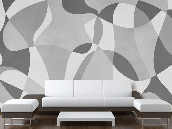 Beige Mural In Calm Tones Wall Print Peel And Stick Wallpaper Art Print "Chaotic Lines" For Bedroom, Living Room, Home Desing 🌀