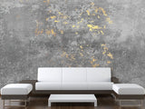 Traditional Full Wall Mural – Concrete and Gold Abstract Wall Design for Gym or Office