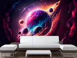 Self-Adhesive Vinyl Wallpaper Print for Office or Bedroom Planetary Dance in the Galaxy Peel & Stick Mural