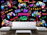 Modern Vibrant Vinyl Wallpaper Peel and Stick “Adrenaline of Victory” – Perfect for Video Game Lovers, Bedroom, Living Room, and Kids’ Room Desing