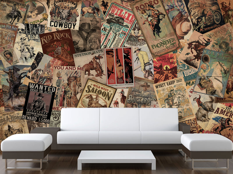 Unique Design Traditional Wall Murals Decor For Office, Bedroom, Living Room Vintage Collage "Wild West"🤠📰