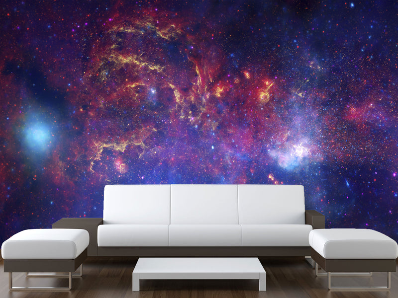 Peel & Stick Print Purple Nebula – Full Wall Wallpaper Mural For Living Room Or Bedroom