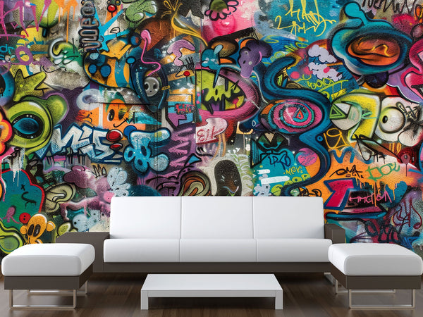 Art Print On The Wall Self-Adhesive Wallpaper "Funk Graffiti", Mural For Bedroom, Living Room, And Creative Design For Teen Room 🎨