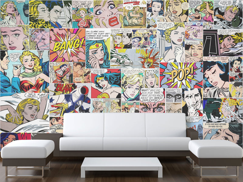 Wall mural 3D self-adhesive in the bedroom, kitchen, hall “Pop art comic”
