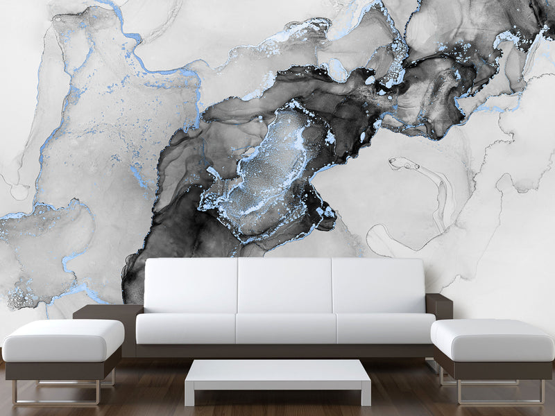 Non-Woven Wall Wallpaper For Office, Art Design For Bedroom, Abstraction Mural "Black And White Haze"
