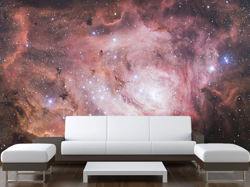 Non-Wowen Wall Mural Bedroom Wall Mural – "Stars In Purple Mist" Dreamy Galaxy Design