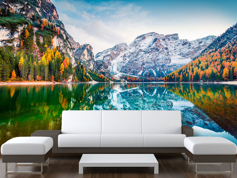 Non-Woven 3D Full Wall Wallpaper Lake Brais in Spain for Bedroom, Living Room, Reception