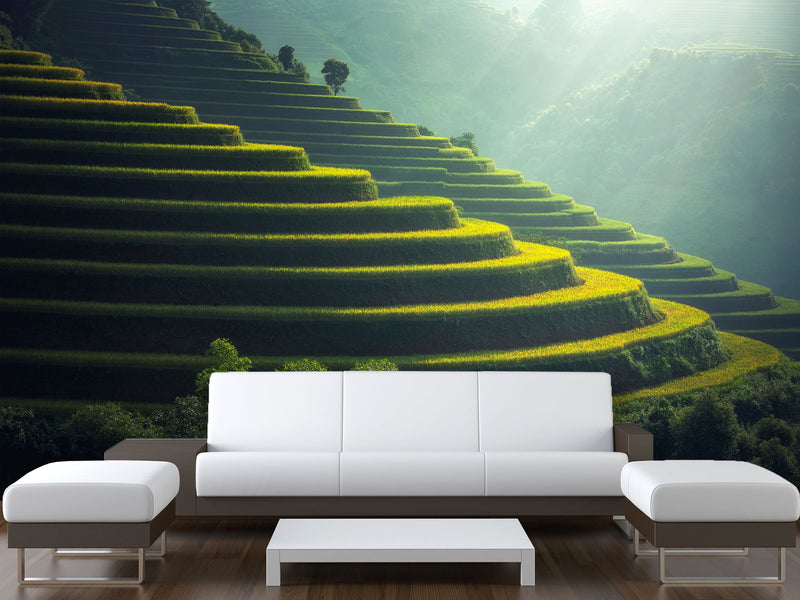 Non-Woven Photo Wallpaper Print For Living Room Or Bedroom "Asian Landscape" Creating Calmness At Home