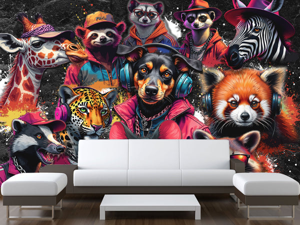 Non-Woven Wall Murals Print For Home "Cool Beasts", Decor For Bedroom, Living Room, Office