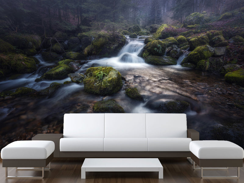 Peel and Stick Oracal film, Wall Mural wallpaper for the house “Mountain Waterfall”