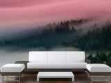 Peel & Stick Wall Mural – "Emerald Sky Over the Foggy Forest",  Vinyl Wallpaper For  Living Room, Bedroom, Or Stylish Home Interior Decor