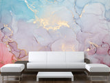Self-Adhesive Wallpaper Abstract for Modern Interiors – Colorful Flow with Golden Accents