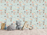 Peel and Stick Full Wall Mural Teddy Bear Hot Air Balloon Ride for Kids Room/Toddler Room
