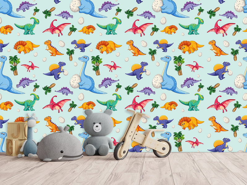 Kids Dinosaur Wallpaper For Kids – Cute Dino Print For Children’s Room Wall Decor