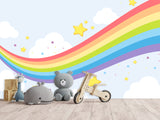 Mural for kids on the wall Self-Adhesive Wallpaper“flying rainbow”, photo wallpaper 3d with a pattern