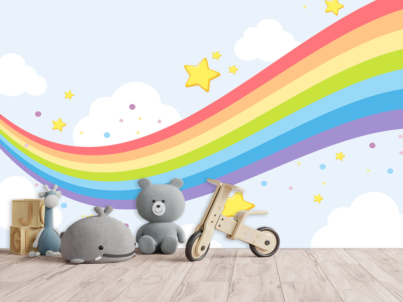 Mural for kids on the wall Self-Adhesive Wallpaper“flying rainbow”, photo wallpaper 3d with a pattern