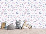 Unique Wall Mural with Butterfly Print, Peel and Stick Wallpaper, Art Print for Nursery or Baby Room 'Colorful Butterfly Silhouettes' 🦋