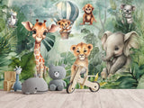 Non-Woven Traditional Wall Wallpaper for Kids' Room "Tropical Safari" – Kids's Room Decor