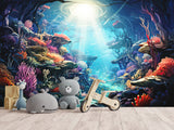 Peel and Stick Kids’ Wallpaper Full Wall Mural – “Mysteries of the Deep” For Kids’ Room