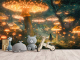 Eco Non-Woven Mural for Kids Room Full Wall "Fairy in a Magical Mushroom Forest"