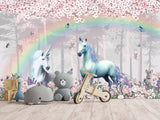 Peel & Stick Vinyl Wallpaper Kids' Room Print – "Unicorns in an Enchanted Forest"