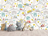 3D Non-Woven Photo Wallpaper "Children's Wall Road" – Fun Wall Mural for Kids’ Room or Study Area
