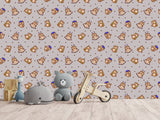 Modern Vinyl Wallpaper Peel an Stick for Decorating a Child's Learning Area — Mural "Educational Owl Print"