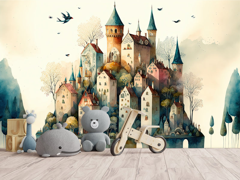 Self-Adhesive Mural Print For Kids' Space "City From A Fairy Tale" Kids Room Print