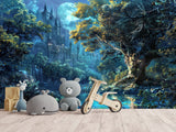 Modern Non-Woven Photo Wallpaper for Kids' or Teen Room – "Enchanted, Magical Castle" Mural
