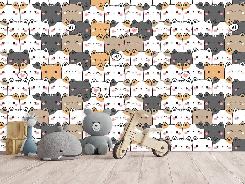 Peel and Stick Wall Mural Cute Kittens Print For Kids’ Room Decor